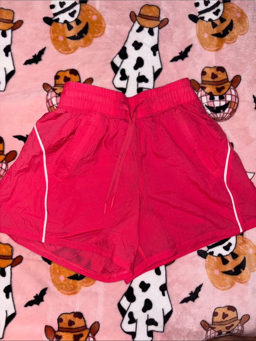 lululemon athletica Bright Pink Athletic Shorts with White Piping